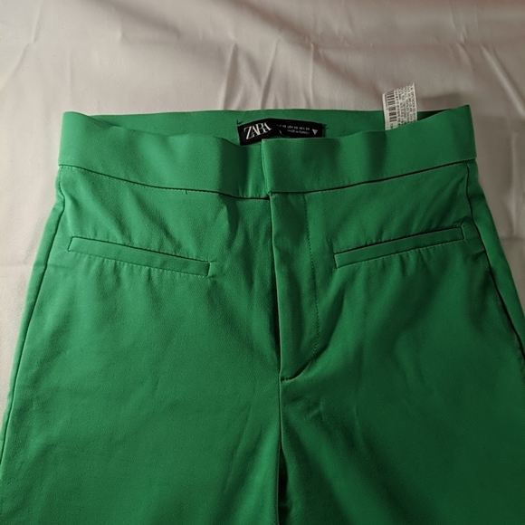 ZARA Green Trouser Dress pants, bootcut size extra small xs TRF Trafaluc bold - Picture 10 of 12